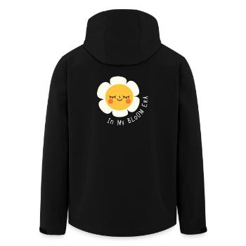 In My Bloom Era – Flat Cartoon Floral Saying - Men’s Recycled Softshell Jacket by Stanley/Stella - black - Back - AI Model Male 185 light (185cm)