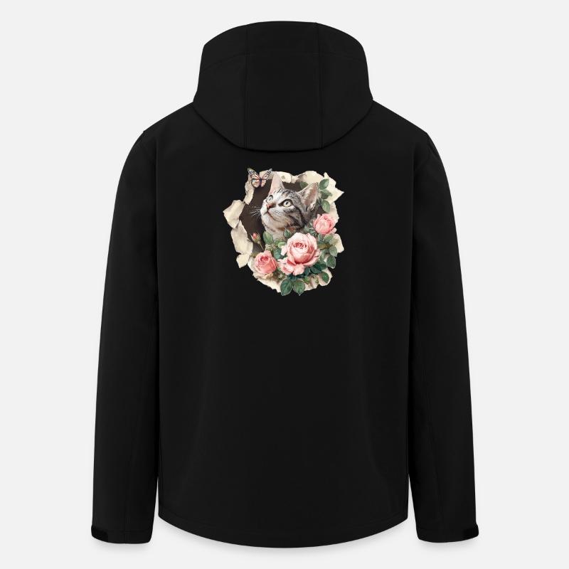 Cat and butterfly - Men’s Recycled Softshell Jacket by Stanley/Stella - black