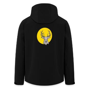 Deer head in the yellow circle - Men’s Recycled Softshell Jacket by Stanley/Stella - black - Back - AI Model Male 185 light (185cm)