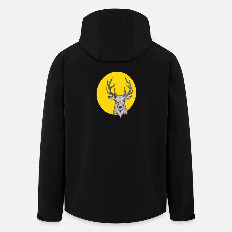 Hirschkopf im Gelbkreis - Recycelte Männer Softshell-Jacke von Stanley/Stella - Schwarz
