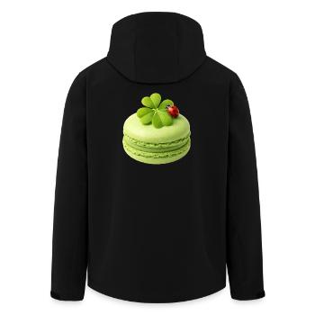 Grüner Macaron mit Glücksklee  - Recycelte Männer Softshell-Jacke von Stanley/Stella - Schwarz - Hinten - AI Model Male 185 light (185cm)