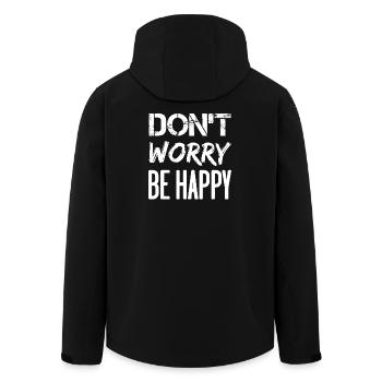 Don't Worry Be Happy – weiß. - Recycelte Männer Softshell-Jacke von Stanley/Stella - Schwarz - Hinten - AI Model Male 185 light (185cm)
