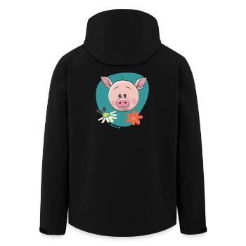 Süßes Schweinchen  - Recycelte Männer Softshell-Jacke von Stanley/Stella - Schwarz - Hinten - AI Model Male 185 light (185cm)