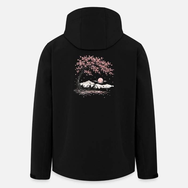 Vélo cerisier fleur de cerisier - Veste softshell homme en polyester recyclé Stanley/Stella - noir