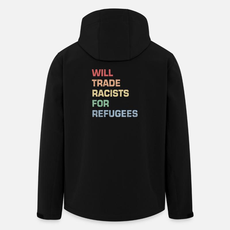 Échanger des racistes contre des réfugiés - Veste softshell homme en polyester recyclé Stanley/Stella - noir