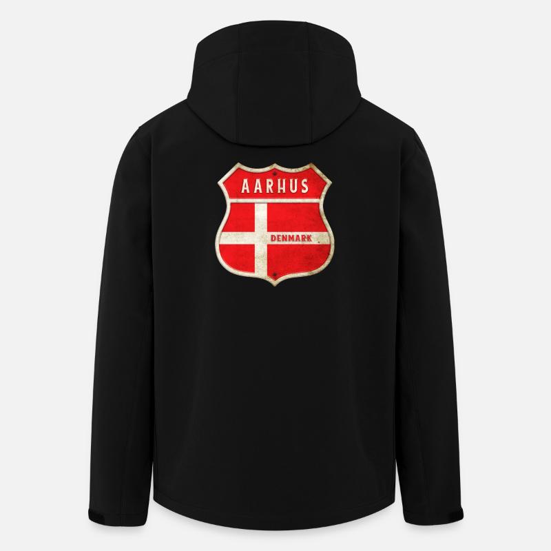 Aarhus Danemark Armoiries Drapeaux Design - Veste softshell homme en polyester recyclé Stanley/Stella - noir