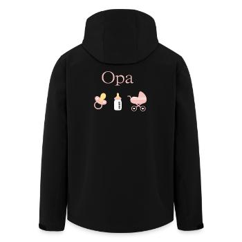 Opa 2026 Geburt Mädchen Vorlage personalisierbar - Recycelte Männer Softshell-Jacke von Stanley/Stella - Schwarz - Hinten - AI Model Male 185 light (185cm)