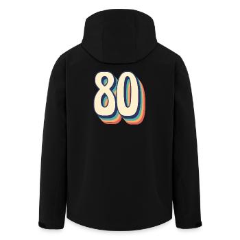 Vintage Retro T-Shirt Nummer 80 Eighty - Recycelte Männer Softshell-Jacke von Stanley/Stella - Schwarz - Hinten - AI Model Male 185 light (185cm)