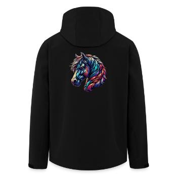 Pferd - Recycelte Männer Softshell-Jacke von Stanley/Stella - Schwarz - Hinten - AI Model Male 185 light (185cm)