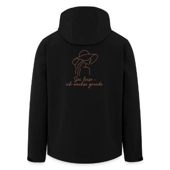 Leise wachsend: Frau mit Hut - Recycelte Männer Softshell-Jacke von Stanley/Stella - Schwarz - Hinten - AI Model Male 185 light (185cm)