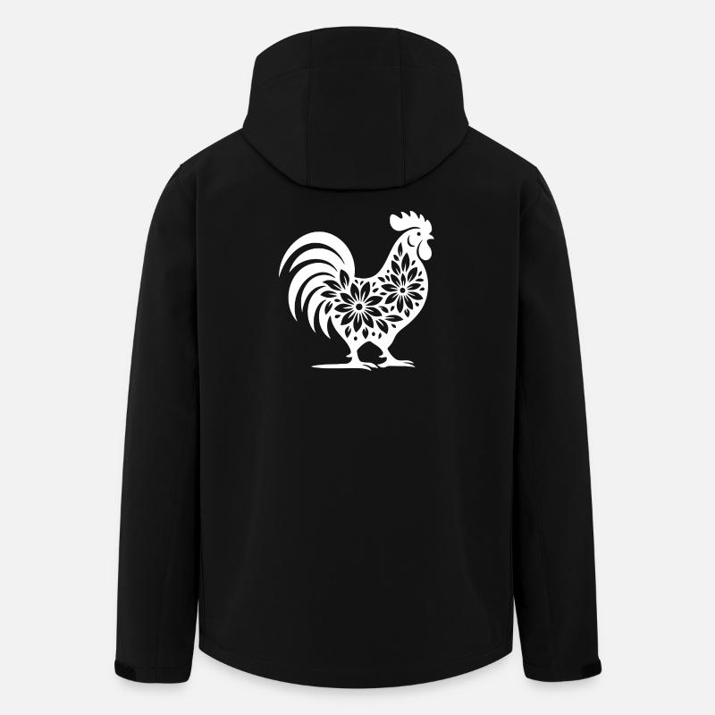 Blumen Folk Hahn Design - Recycelte Männer Softshell-Jacke von Stanley/Stella - Schwarz