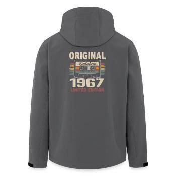 Geboren im Oktober 1967 | Vintage Geschenk Oktober 1967 - Recycelte Männer Softshell-Jacke von Stanley/Stella - Schwarz - Hinten - AI Model Male 185 light (185cm)