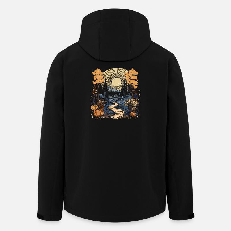 Herbstliche Traumlandschaft mit Bergen - Recycelte Männer Softshell-Jacke von Stanley/Stella - Schwarz