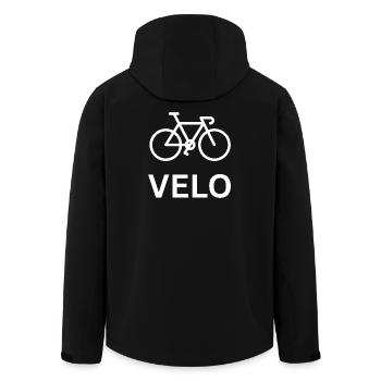 VELO- Fahrrad weisses Design - Recycelte Männer Softshell-Jacke von Stanley/Stella - Schwarz - Hinten - AI Model Male 185 light (185cm)