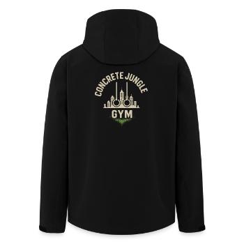 Gymnase de jungle en béton - Veste softshell homme en polyester recyclé Stanley/Stella - noir - Dos - AI Model Male 185 light (185cm)