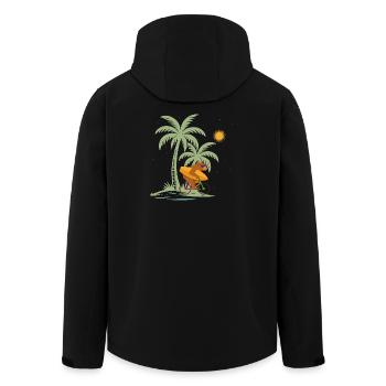 Ours avec planche de surf sur vélo sous les palmiers - Veste softshell homme en polyester recyclé Stanley/Stella - noir - Dos - AI Model Male 185 light (185cm)