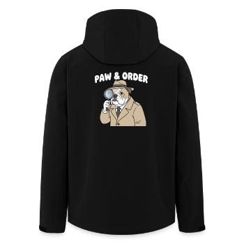 Paw & Order Bulldog Detective - Men’s Recycled Softshell Jacket by Stanley/Stella - black - Back - AI Model Male 185 light (185cm)