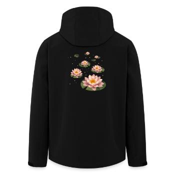Mehrere polygonale Seerosen auf grünen Blättern - Recycelte Männer Softshell-Jacke von Stanley/Stella - Schwarz - Hinten - AI Model Male 185 light (185cm)