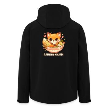 Ramen Fox Kawaii Nudelsuppe - Recycelte Männer Softshell-Jacke von Stanley/Stella - Schwarz - Hinten - AI Model Male 185 light (185cm)