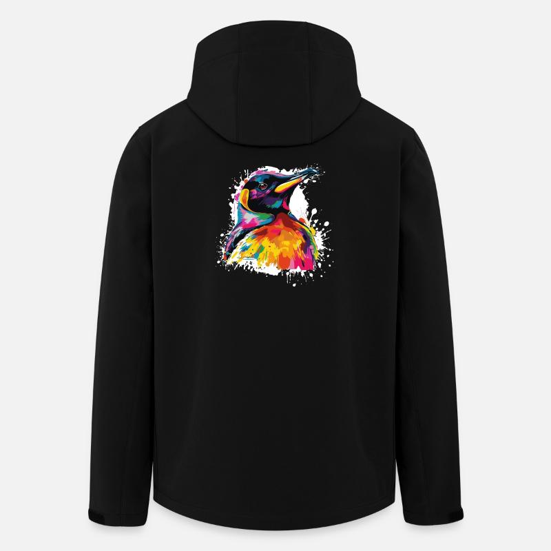 Färgglad tukanhuvudkonst - Softshelljacka herr i återvunnen polyester Stanley/Stella - svart