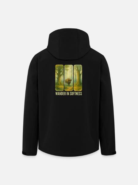 Bisons errants dans la forêt - Veste softshell homme en polyester recyclé Stanley/Stella - noir