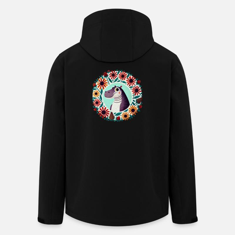 Dino in Floral Circle - Men’s Recycled Softshell Jacket by Stanley/Stella - black