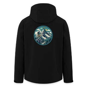Mountaineering Adventure Summit Motif - Men’s Recycled Softshell Jacket by Stanley/Stella - black - Back - AI Model Male 185 light (185cm)