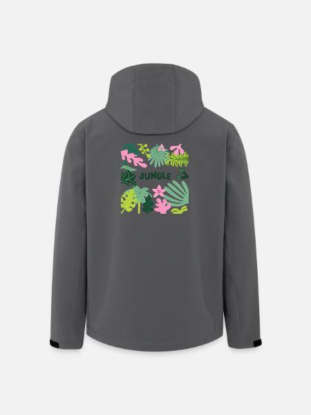 Jungle Tropical Leaves Pattern Nature Design - Men’s Recycled Softshell Jacket by Stanley/Stella - black