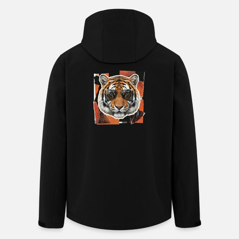 Tiger Sonnenbrille Risographie - Recycelte Männer Softshell-Jacke von Stanley/Stella - Schwarz