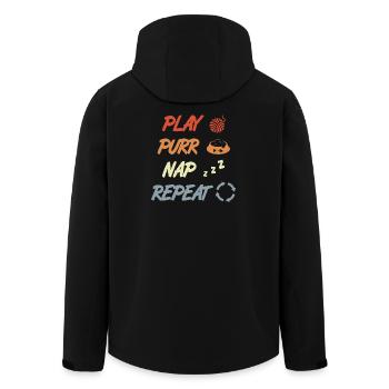 Joue Ronronn, Sommeil, Répéte. - Veste softshell homme en polyester recyclé Stanley/Stella - noir - Dos - AI Model Male 185 light (185cm)