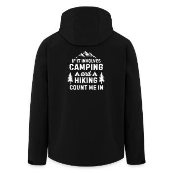 Camping Hiking Nature Lover Outdoor Adventure Gift - Men’s Recycled Softshell Jacket by Stanley/Stella - black - Back - AI Model Male 185 light (185cm)