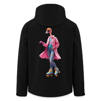 Roller skating Flamingo - Men’s Recycled Softshell Jacket by Stanley/Stella - black - Back - AI Model Male 185 light (185cm)