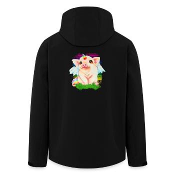 Pig piglet pig sow - Men’s Recycled Softshell Jacket by Stanley/Stella - black - Back - AI Model Male 185 light (185cm)