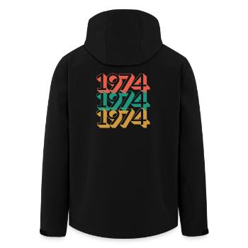 Retro 1974 Color Block Pattern - Men’s Recycled Softshell Jacket by Stanley/Stella - black - Back - AI Model Male 185 light (185cm)