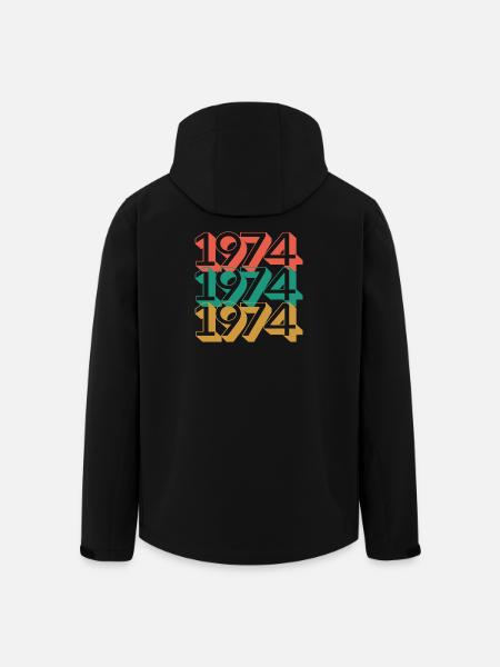 Retro 1974 farveblokmønster - Stanley/Stella herre softshelljakke i genanvendt polyester - sort