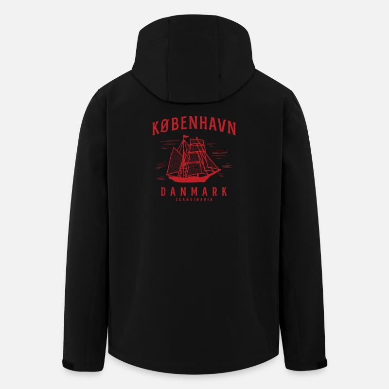Style du voilier de Copenhague Scandinavia - Veste softshell homme en polyester recyclé Stanley/Stella - noir