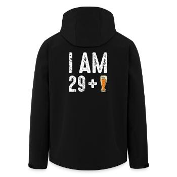 Ich bin 29 plus Bier - Recycelte Männer Softshell-Jacke von Stanley/Stella - Schwarz - Hinten - AI Model Male 185 light (185cm)