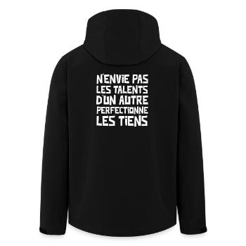 N'envie pas les talents d'un autre... - Veste softshell homme en polyester recyclé Stanley/Stella - noir - Dos - AI Model Male 185 light (185cm)