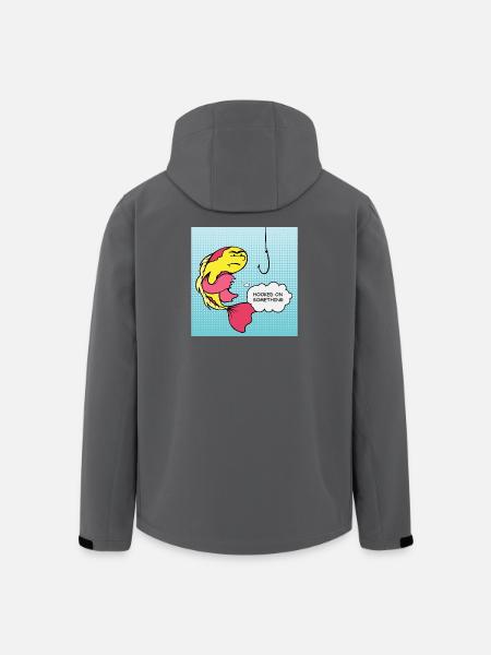 Pop Art Vis Gekroken Humor - Heren softshell jas van gerecycled polyester Stanley/Stella - zwart