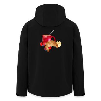 Breakfast still life with croissant, coffee, berries - Men’s Recycled Softshell Jacket by Stanley/Stella - black - Back - AI Model Male 185 light (185cm)