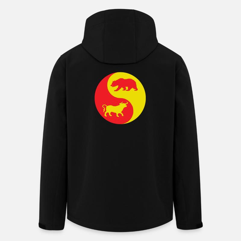Taureau Yin Yang et ours rouge et jaune - Veste softshell homme en polyester recyclé Stanley/Stella - noir