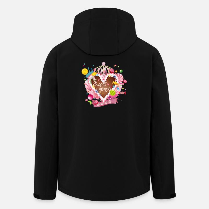 Lebkuchenherz mit Zuckerguß Wünsche und Krone - Recycelte Männer Softshell-Jacke von Stanley/Stella - Schwarz