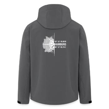 Koordinaten Hamburg - Recycelte Männer Softshell-Jacke von Stanley/Stella - Anthrazit - Hinten - AI Model Male 185 light (185cm)