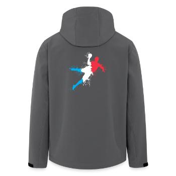 Équipe de France de handball Explosion de handballeurs Championnat d’Europe - Veste softshell homme en polyester recyclé Stanley/Stella - charbon - Dos - AI Model Male 185 light (185cm)