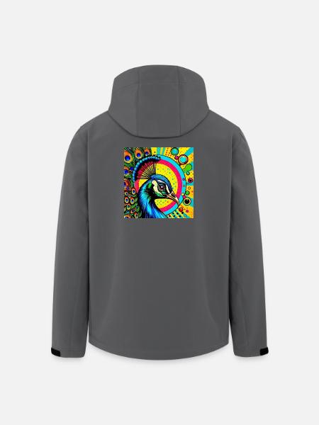 Peacock Pop Art - Men’s Recycled Softshell Jacket by Stanley/Stella - black