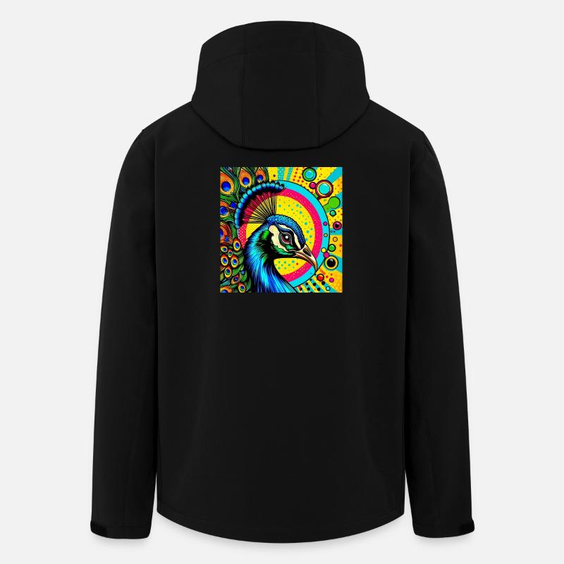 Paon Pop Art - Veste softshell homme en polyester recyclé Stanley/Stella - noir