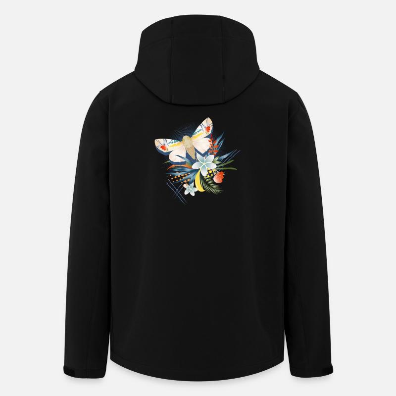 rare butterfly with exotic flowers - Men’s Recycled Softshell Jacket by Stanley/Stella - black