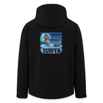 Faszination - Leidenschaft - Freiheit - Surfen - Recycelte Männer Softshell-Jacke von Stanley/Stella - Schwarz - Hinten - AI Model Male 185 light (185cm)