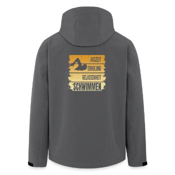 Auszeit - Erholung - Gelassenheit - Schwimmen - Recycelte Männer Softshell-Jacke von Stanley/Stella - Anthrazit - Hinten - AI Model Male 185 light (185cm)