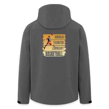 Adrenalin - Faszination - Leidenschaft -Basketball - Recycelte Männer Softshell-Jacke von Stanley/Stella - Anthrazit - Hinten - AI Model Male 185 light (185cm)